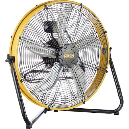 Edendirect 20in Heavy Duty Shroud Fan, Yellow, IP 44, Enclosed 1/4, High Velocity Air Circulator IR-FAN7805